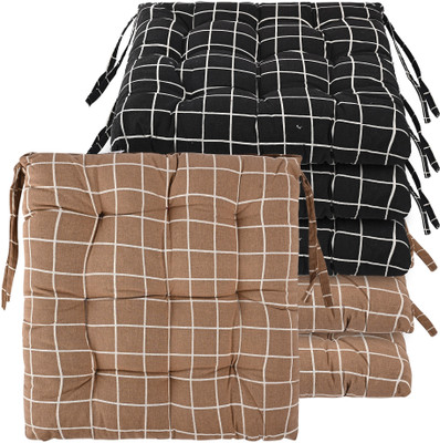 KUBER INDUSTRIES Microfibre Abstract Chair Pad Pack of 6(Black, Brown)
