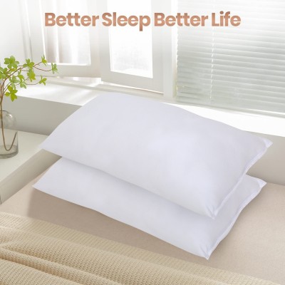 JDX 18002-2-16x24, (Dot White) Polyester Fibre Solid Sleeping Pillow Pack of 2(Off White)