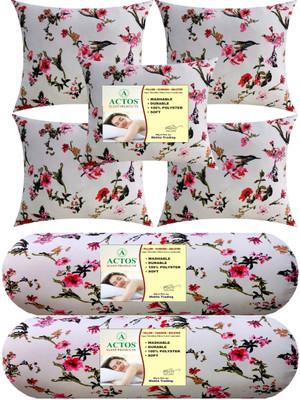ACTOS Microfibre Bolster Pack of 7 Floral(White)