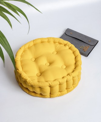 SKANDA FAB Polyester Fibre Solid Floor Cushion Pack of 1(Mustard Yellow)