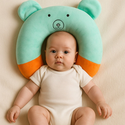 Ducudu Cotton Baby Pillow Pack of 1 Smiley Comfort(Green)