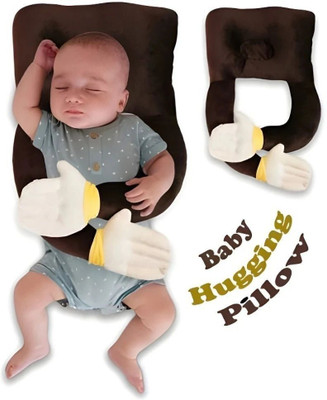 Millionminds Cotton Baby Pillow Pack of 1 Solid Baby Hugging Pillow for Head Shaping | Neck Support New Born Baby Pillow(Brown)