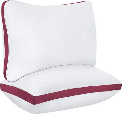 Daddy Cool Ultra Soft Gusset Pillow Microfibre Solid Sleeping Pillow Pack of 2(Wine)