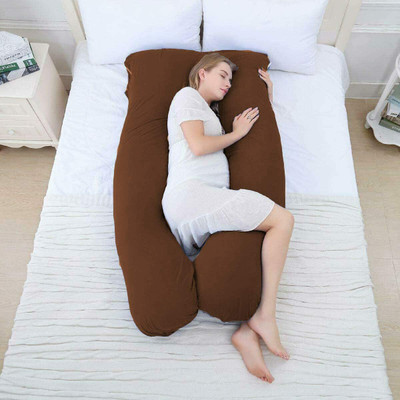 ANVANSA Microfibre, Polyester Fibre Solid Pregnancy Pillow Pack of 1(Brown)