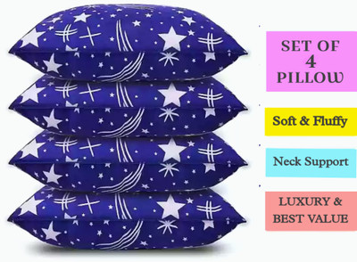 GOGA Polyester Fibre Sleeping Pillow Pack of 4 Abstract Blue Print(Blue)