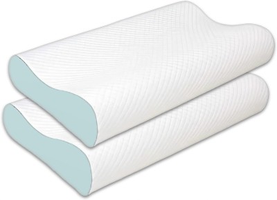 Mashur fab Memory Foam Solid Orthopaedic Pillow Pack of 2(Sky)