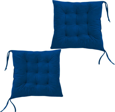 maatrikaa Cotton Chair Pad Pack of 2 Solid Soft & Comfortable Cotton Chair Cushion Pad(Blue)
