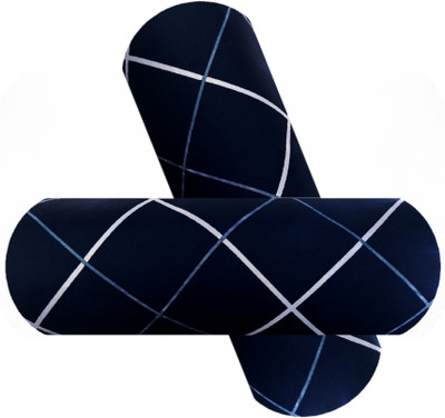GKM 2 Bolster Microfibre Geometric Bolster Pack of 2(Blue)