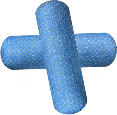 Changers Round Bolster Microfibre Floral Sleeping Pillow Pack of 2(Light Blue)