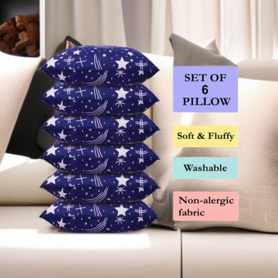 fulffystyl Microfibre Abstract Sleeping Pillow Pack of 6(Blue)