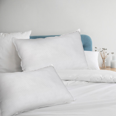 Sh Creation And Handlooms Microfibre Cushion Pack of 1 Polka Premium Quality Rectangle Shape Sleeping Pillow for Your Luxuries (Size 16X24)(White Satin)