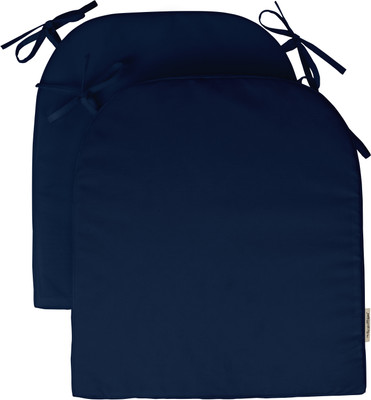 Vargottam Polyester Fibre Solid Chair Pad Pack of 2(Navy Blue)