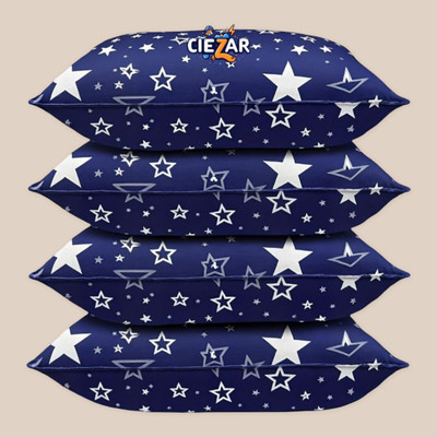 CIEZAR Luxury Polyester Fibre Abstract Sleeping Pillow Pack of 4(Blue)