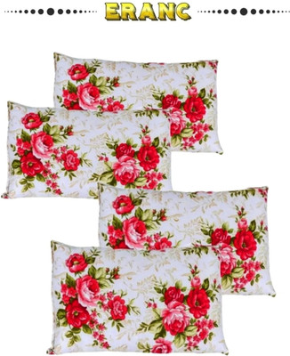 Tecsun Polyester Fibre Floral Sleeping Pillow Pack of 4(Multicolor)