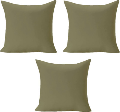 Divine Casa Polyester Fibre Solid Cushion Pack of 3(Olive Green)