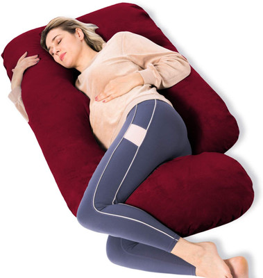 dyf ultra soft j shaped Polyester Fibre Solid Pregnancy Pillow Pack of 1(Maroon)