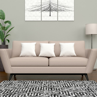 KUBER INDUSTRIES Microfibre Stripes Cushion Pack of 3(White)