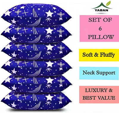 YABAN ULTRA SOFT LUXURY Polyester Fibre Abstract Sleeping Pillow Pack of 6(Blue)