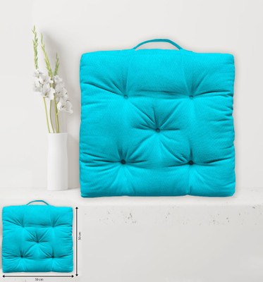 OASIS Polyester Fibre Solid Floor Cushion Pack of 1(Blue)