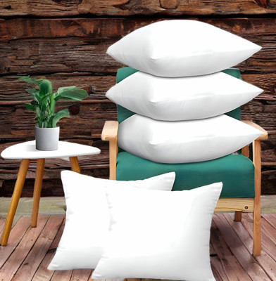 LIPONOS LUXURY Microfibre Solid Cushion Pack of 5(White)