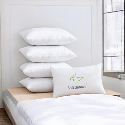 SOFT SNOOZE Luxury Microfibre Solid Sleeping Pillow Pack of 5(White)