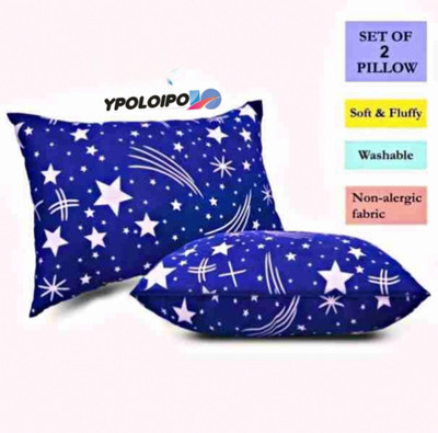 YPOLOIPO LUXURY Polyester Fibre Abstract Sleeping Pillow Pack of 2(Blue)