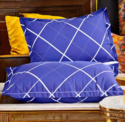 EIRINI LUXURY Microfibre Solid Sleeping Pillow Pack of 2(Blue)