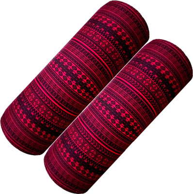 GKM Microfibre Abstract Sleeping Pillow Pack of 2(Maroon, Black)
