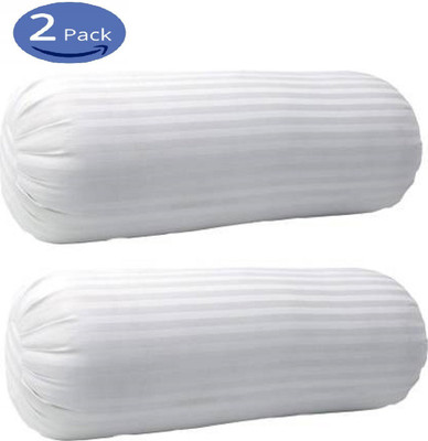 GKM Microfibre Stripes Bolster Pack of 2(White)