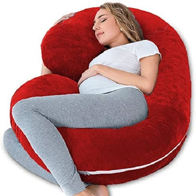OZLY ultra soft c shaped pregnancy pillow Microfibre Solid Pregnancy Pillow Pack of 1(Red)