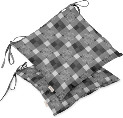 Vargottam Polyester Fibre Geometric Chair Pad Pack of 2(Gray 1)