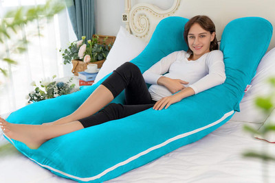 garps U shape Polyester Fibre Solid Sleeping Pillow Pack of 1(Royal Blue)