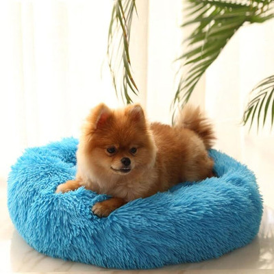 Ziraat Round Donut Shape Polyester Fibre Animals Sleeping Pillow Pack of 1(Blue)