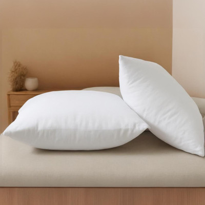 LUXE HOME INTERNATIONAL Microfibre Solid Cushion Pack of 2(White)
