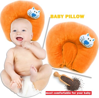 TINISHKA Mustard Seeds Animals Baby Pillow Pack of 1(Orange)