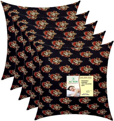 ACTOS Microfibre Floral Cushion Pack of 5(Black)