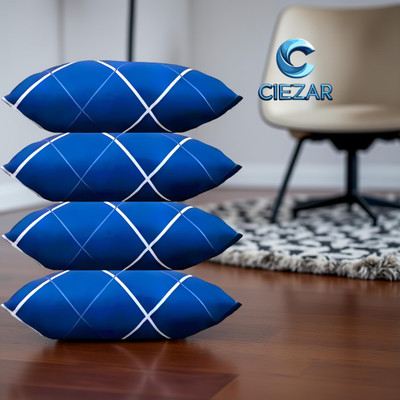 CIEZAR Luxury Microfibre Solid Sleeping Pillow Pack of 4(Blue)
