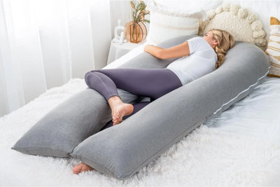 WINX Ultra soft U shaped pillow Polyester Fibre Solid Pregnancy Pillow Pack of 1(Grey)