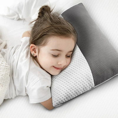 Wakefit Kids Polyester Fibre Solid Sleeping Pillow Pack of 1(White and Grey)