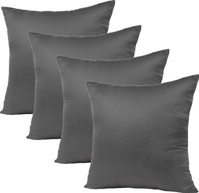 VLYSIUM Polyester Fibre Cushion Pack of 4 Solid sofa pillows 40cm*40cm cushion fillers for sofa pillows (16x16 cm)(Grey)