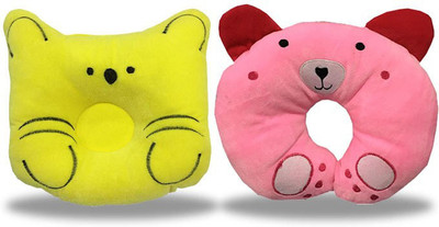 Miss & Chief Cotton Baby Pillow Pack of 2 Toons & Characters(Yellow, Pink)
