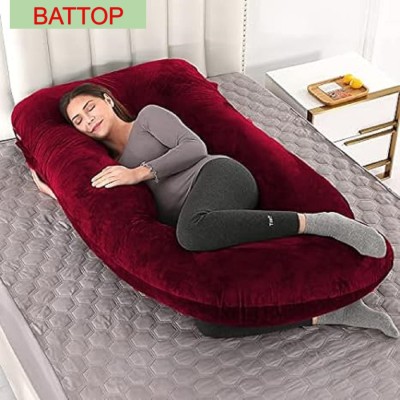 BATTOP ULTRA SOFT J SHAPE Polyester Fibre Solid Sleeping Pillow Pack of 1(Maroon)