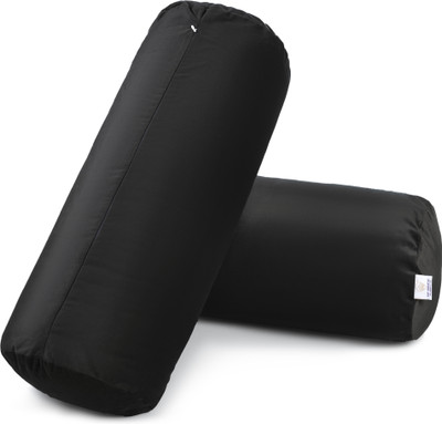 MY ARMOR Microfibre Round Bolster Pillow, Light And Soft, Inner Cover Only Microfibre Solid Bolster Pack of 2(Black)