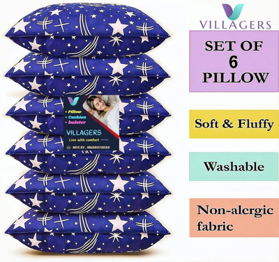 Tecsun LUXURY Microfibre Abstract Sleeping Pillow Pack of 6(Blue)