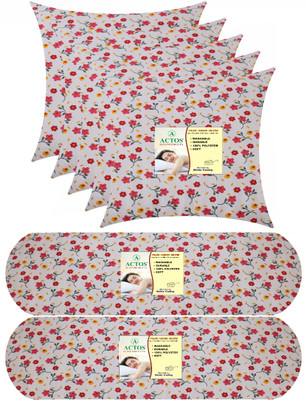 ACTOS Microfibre Floral Bolster Pack of 7(Multicolor)