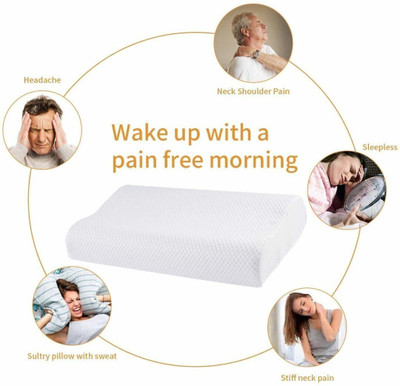 REYCONA Cervical Contour Memory Stomache / Side Sleepers / Anti-Snoring Memory Foam Solid Orthopaedic Pillow Pack of 1(White)