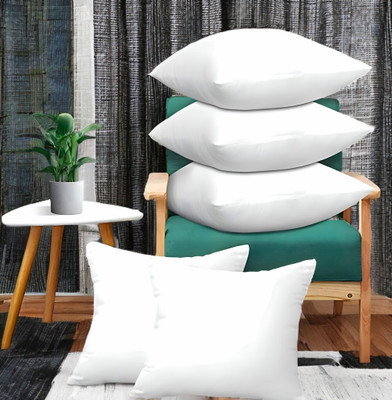 LIPONOS LUXURY Microfibre Solid Cushion Pack of 5(White)