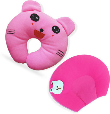 Little Star Polyester Fibre Baby Pillow Pack of 2 Animals(Pink)