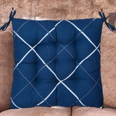 SOFT SNOOZE Soft Luxury Microfibre Solid Chair Pad Pack of 2(Blue)