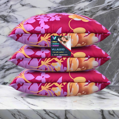 VILLAGERS FLOWER Microfibre Abstract Sleeping Pillow Pack of 3(Pink)